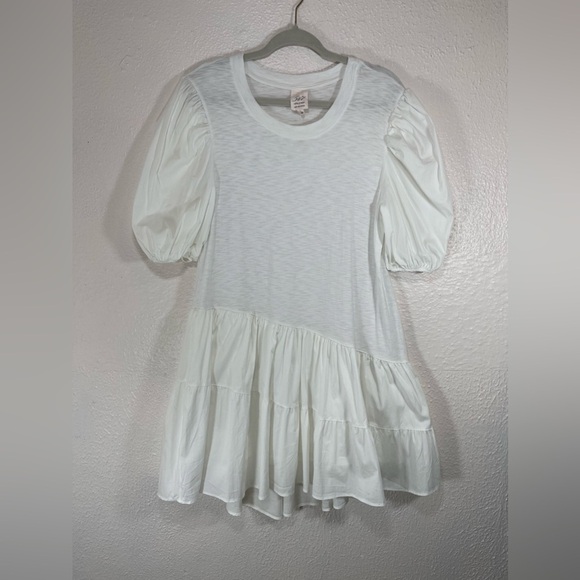 Cinq à Sept "Caitlin" Caitlin Mini Dress Sheer White Puff Sleeves Women’s Large - Picture 1 of 16
